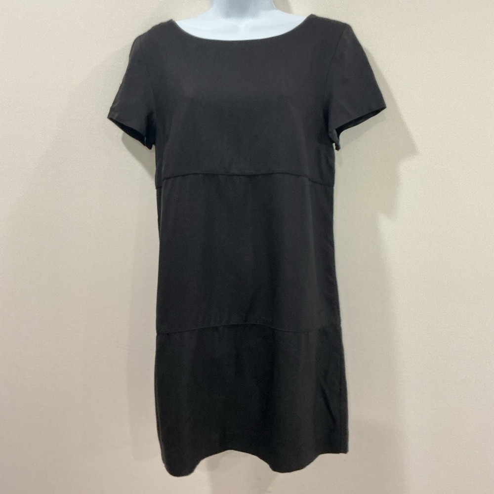 Vintage Lilly Pulitzer Black Silk Sheath Dress Short Sleeve SZ 10 Office LBD